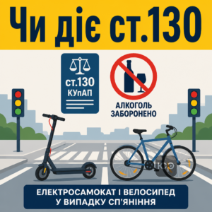 Действует ли ст 130 КоАП электросамокат и велосипед в случае опьянения