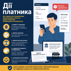 Як повернути помилково перераховані кошти якщо платник помилився в реквізитах