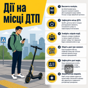 Чекліст дій на місці пригоди для отримання компенсації при збитті самокатом