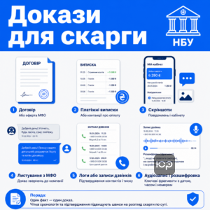 Які докази підготувати для скарги в НБУ на МФО щоб звернення розглянули по суті