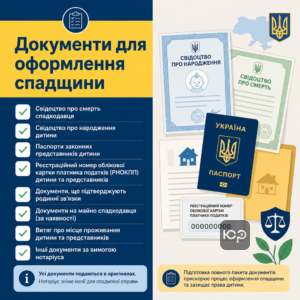 Базовий перелік документів для оформлення свідоцтва про право на спадщину на ім'я дитини