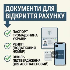 документи для відкриття банківського рахунку