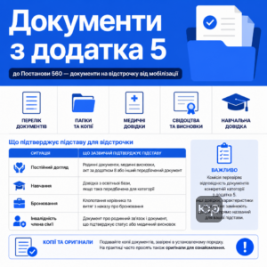Додаток 5 постанова 560 і документи на відстрочку від мобілізації