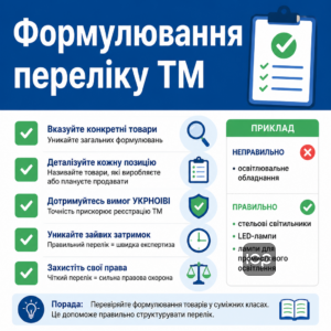 Как правильно формулировать перечень товаров для регистрации ТМ 11 класса