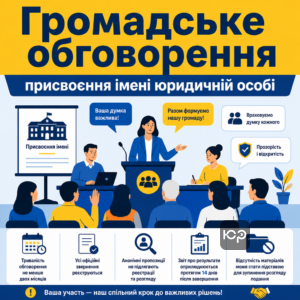 Громадське обговорення присвоєння імені юридичній особі