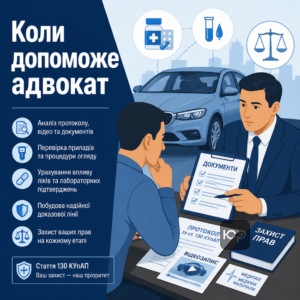Потрібна допомога адвоката у справі за стаття 130 КУпАП з урахуванням впливу ліків