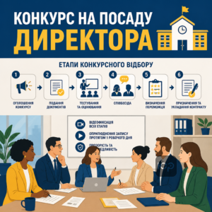 Етапи конкурсного відбору та призначення директора школи конкурс