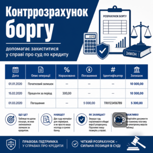Контррозрахунок боргу допомагає захиститися у справі про суд по кредиту
