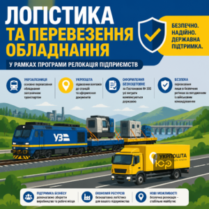 Логістика та безкоштовне перевезення обладнання в межах програми релокація підприємств