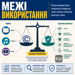 Вільне використання авторського права діє лише в межах законних винятків і умов