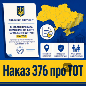 Оновлені правила встановлення факту народження дитини на ТОТ відповідно до Наказу 376
