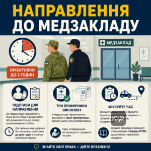 Направлення до медзакладу після огляду військовослужбовця на сп’яніння та строки