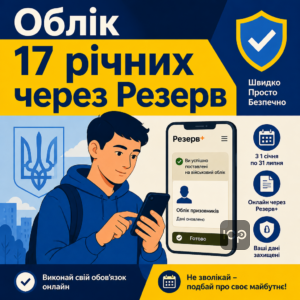 Постановка на військовий облік 17 років резерв плюс
