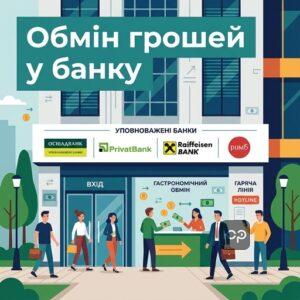Процес безкоштовного обміну старих банкнот та монет в уповноважених банках