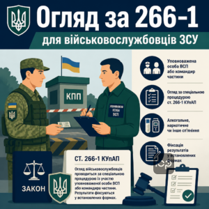 Нетверезе керування в ЗСУ та особливості огляду за ст. 266-1 КУпАП для військових