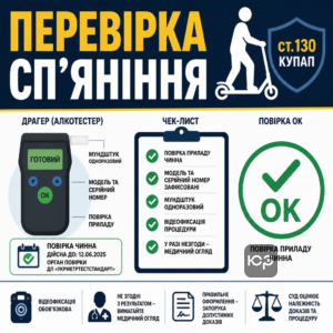 Проверка опьянения и ст 130 КоАП электросамокат с акцентом на поверку драгера