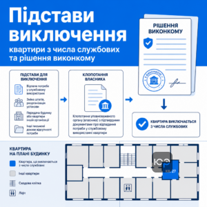 Підстави для виключення квартири з числа службових та рішення виконкому