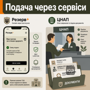 Оформлення відстрочки за станом здоров’я через Резерв+ та ЦНАП: як подати документи і що перевірити перед зверненням