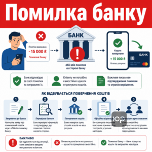 Помилково перераховані кошти у випадку помилки банку та порядок їх повернення