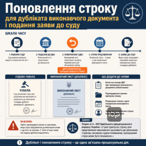 Поновлення строку для дубліката виконавчого документа і подання заяви до суду