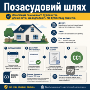 Позасудовий порядок і легалізація самочинного будівництва для об'єктів, що підпадають під будівельну амністію