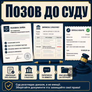 Позов про помилково перераховані кошти та докази для повернення грошей