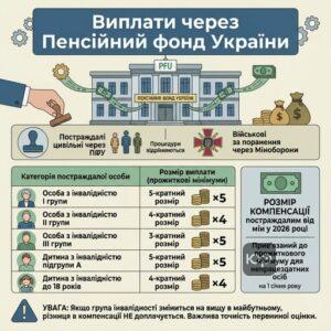 Розміри одноразової компенсації постраждалим від мін у 2026 році через ПФУ