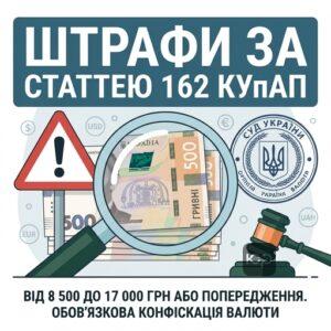 Штрафи та відповідальність за порушення правил про валютні операції за статтею 162 КУпАП