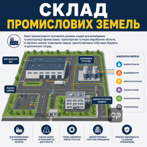Земли промышленности и их состав для размещения зданий, сетей и подъездных путей