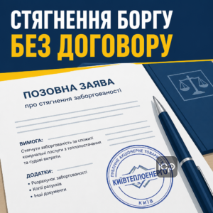 Взыскание долга Киевтеплоэнерго без договора в судебном порядке