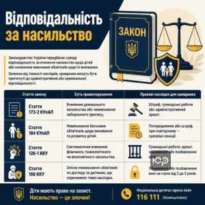 Таблица ответственности и меры противодействия домашнему насилию в отношении ребенка
