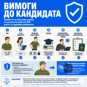 Прийняття на військову службу за контрактом вимагає ВЛК, освіти та перевірки документів