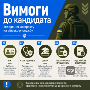 Укладення контракту на військову службу та вимоги до віку здоров'я освіти