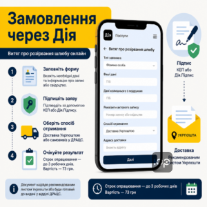 Как заказать выписку о расторжении брака онлайн через Дия и получить доставку