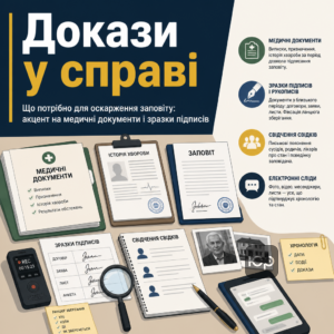 Какие доказательства нужны для оспаривания завещания с акцентом на медицинские документы и образцы подписей
