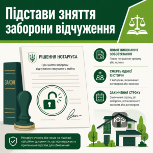 Офіційні підстави для зняття заборони відчуження нерухомого майна нотаріусом