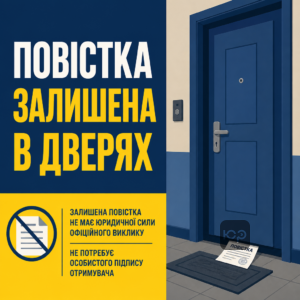 Повестка у двери квартиры без личной подписи получателя