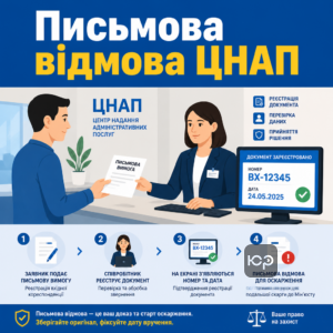 Письмова відмова ЦНАП для оскарження та подальшої скарги до Мін’юсту
