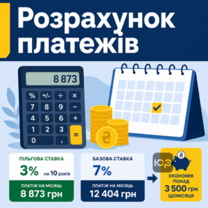 Розрахунок щомісячного платежу за пільговою іпотекою 3%