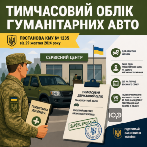 Тимчасовий облік транспортних засобів як гуманітарна допомога за постановою КМУ 1235
