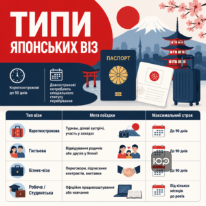 Інформація про типи японських віз для громадян України