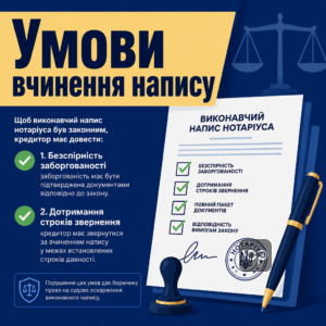 Умови за яких вчиняється виконавчий напис нотаріуса законно
