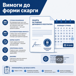 Календар та оформлена скарга на рішення державного реєстратора із цифровим підписом КЕП
