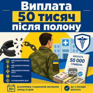 Виплата 50 тисяч гривень військовослужбовцям після звільнення з полону