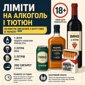 Беспошлинный ввоз алкоголя и табака из Duty Free в Украину