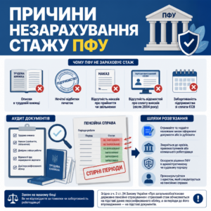 Причини чому ПФУ не зарахував стаж роботи та ш шляхи розв'язання проблеми