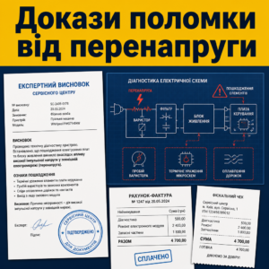 Доказательства и вывод мастера, если сгорела техника от света