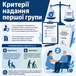 Критерії встановлення 1 групи інвалідності та розмежування підгруп А і Б