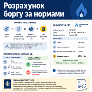 Начисление задолженности за газ без счетчика по государственным нормам потребления