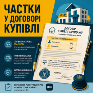 Купівля нерухомості у спільну часткову власність та визначення часток